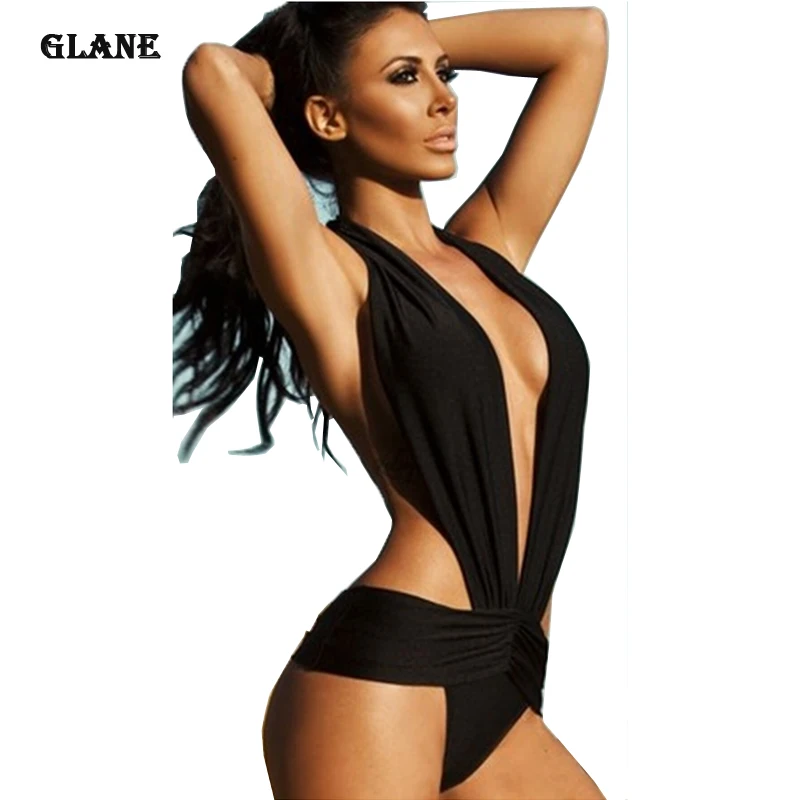

GLANE 2019 NEW Sexy Women's One Piece Solid Swimsuit Swimwear Bathing Monokini Push Up Padded Bikini