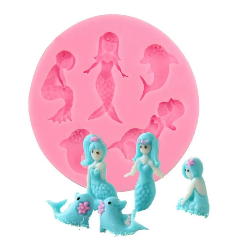 

Mermaid Dolphin Silicone Cake Mold Cake Decorating Tools Silicone Fondant Chocolate Mold Kitchen Accessories Confectionery