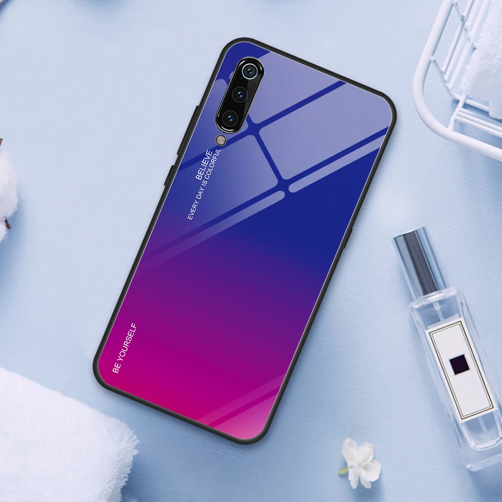 Градиентный чехол из закаленного стекла для Xiaomi mi 9 SE 8 Lite mi 8 Lite mi 9 противоударный чехол для телефона для Xiaomi mi 9SE mi 9 mi 9 9t Pro Чехол - Цвет: 04