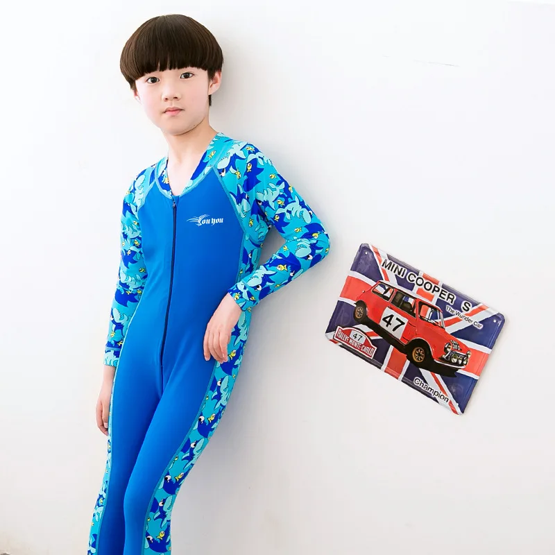 One Pieces Rash Guard Kids Swimsuits Boys/Girls Swimwear Long Sleeve