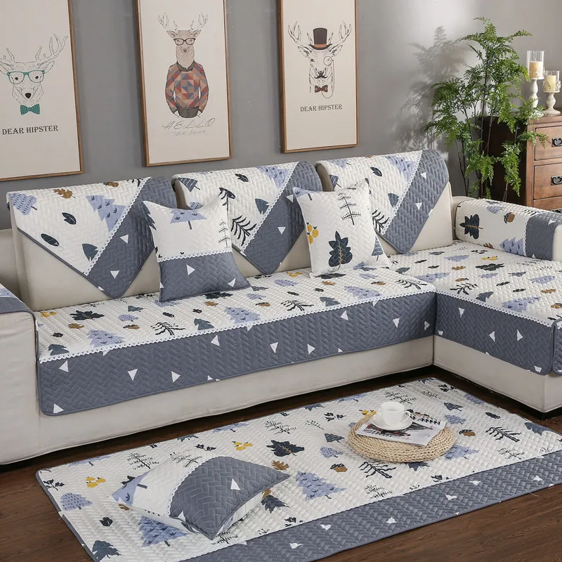 

Quilted couch sectional sofa covers furniture geometric embroidered cotton klippan slipcovers Anti-slip canape for living room