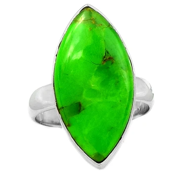 

Genuine Green Mohave Turquoise Ring 100% 925 Sterling Silver , Size: 8, AR1193