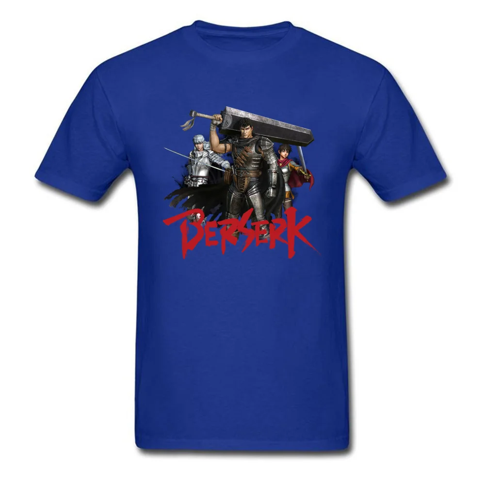 Comic berserk O-Neck Top T-shirts Summer/Autumn Tops Shirt Short Sleeve Hot Sale Pure Cotton Printed On Tee Shirt Street Mens Comic berserk blue