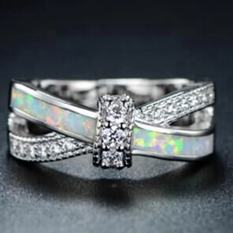 Size 4-12 Stering Silver 925 Australian Fire Opal Ring Wedding Engagement Anniversary Christmas Gifts Statement