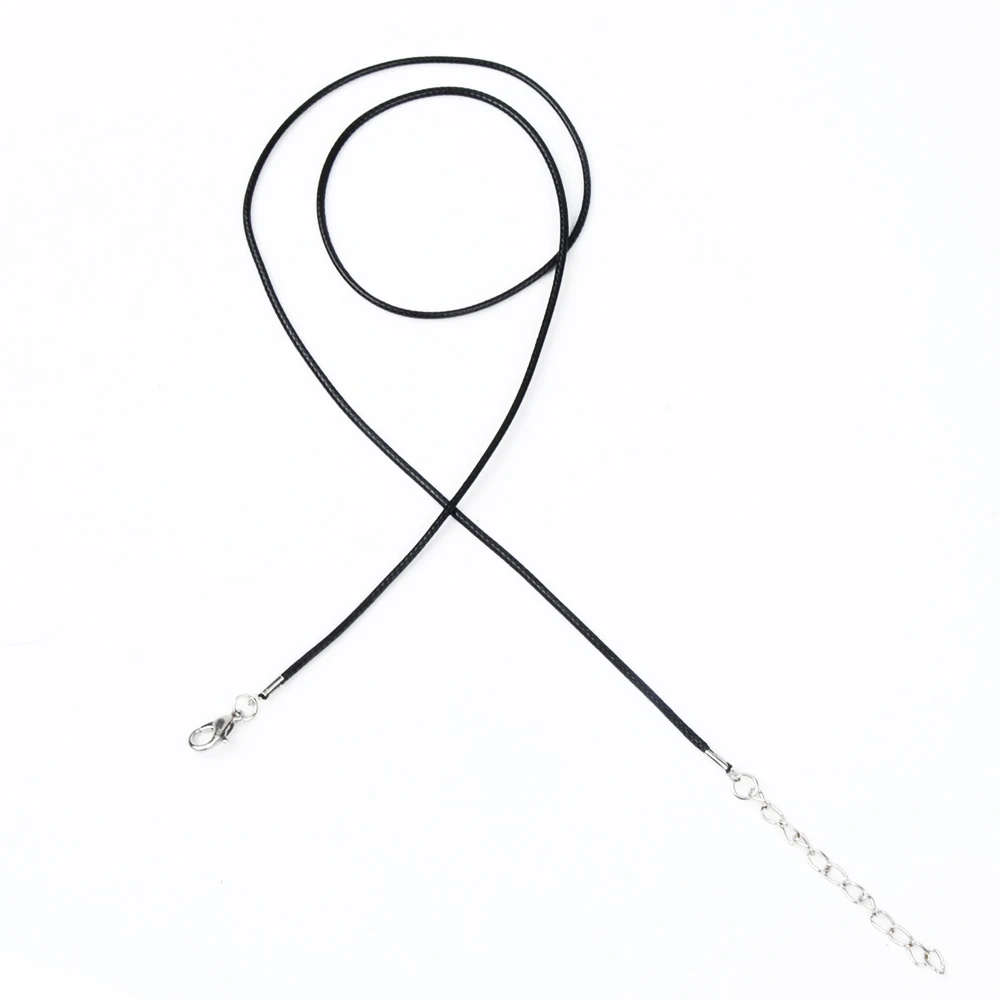 Chanfar 20 шт 1,5 мм 55 см+ 5 см расширитель цепи черный воск шнур ожерелье с застежкой омар DIY ювелирных изделий Аксессуары