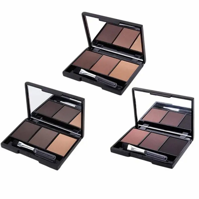 3 Colors Eyebrow Powder Palette Waterproof Shade For Eyebrows Enhancer Cosmetic Brush Mirror Box Makeup Tools