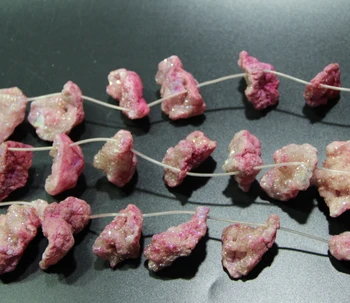 

10pcs Druzy Crystal Geode Quartz Stone Beads, 30mm Red Gems Necklace, Top Drilled Crystal Pillars, AAA Quality Jewelr
