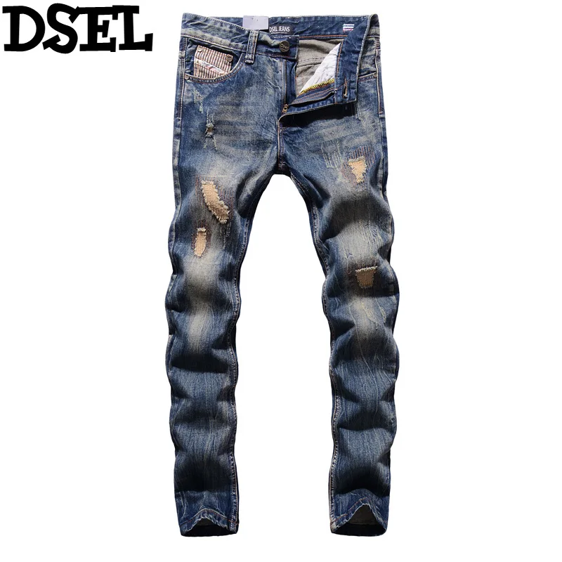 High Quality Fashion Men Jeans Vintage Designer Ripped Jeans Men Dsel Brand Distressed Hole Jeans For