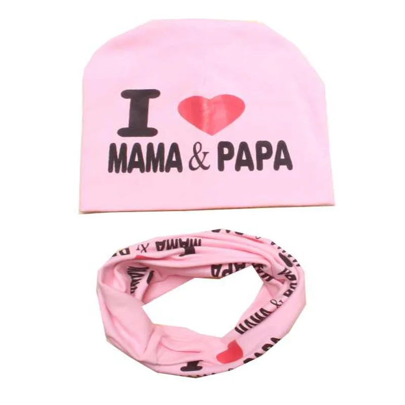 

Baby Girls Clothing Hat Set Letter Printed Cotton Cap Baby Cotton Hats Newborn Hat Children Scarf Collar Boys Beanie Kids Cap