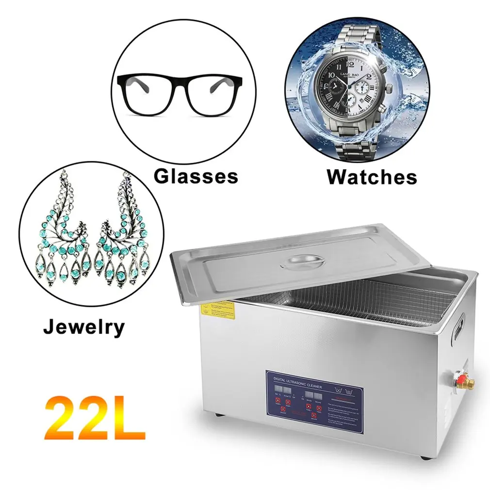 

Professional Intelligent 22L Digital Heating Stainless Steel Ultrasonic Wave Cleaner With Basket For Jewelry Watch EU Plug