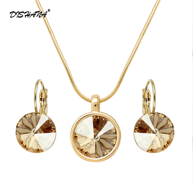 Комплект из колье и серёг с австрийским кристаллом 12 мм|fashion necklace set|necklace setcrystal set |