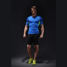 Athletic Compression Slim Fit Men’s T-shirt Bodybuilding Mesh Patchwork Tops Pro Sport Tees New Body Tights JJS16-6048