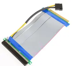 100 шт. --- Фирменная Новинка PCI express 16X to16X M/F Riser Extender С Molex разъем питания + ленточный кабель