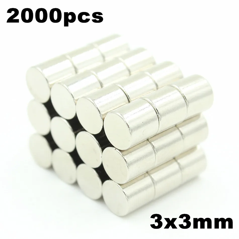 2000pcs 3x3mm Super Powerful Strong Bulk Small Round NdFeB Neodymium