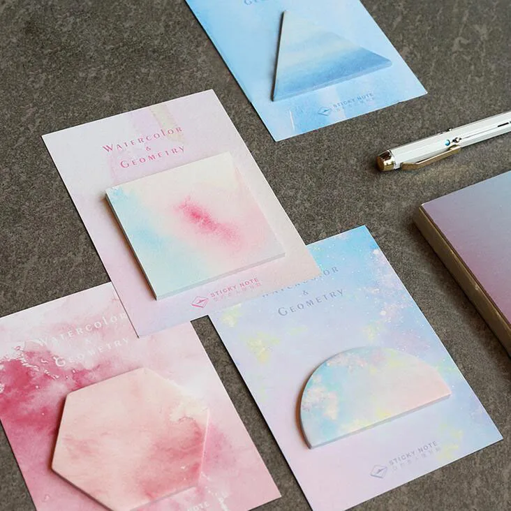 1Pcs New Fantastic Watercolor Geometric Self-Adhesive Memo Pad Sticky Notes Post It Bookmark School Office Supply Gift H2307 1Pcs New Fantastic Watercolor Geometric Self-Adhesive Memo Pad Sticky Notes Post It Bookmark School Office Supply Gift H2307