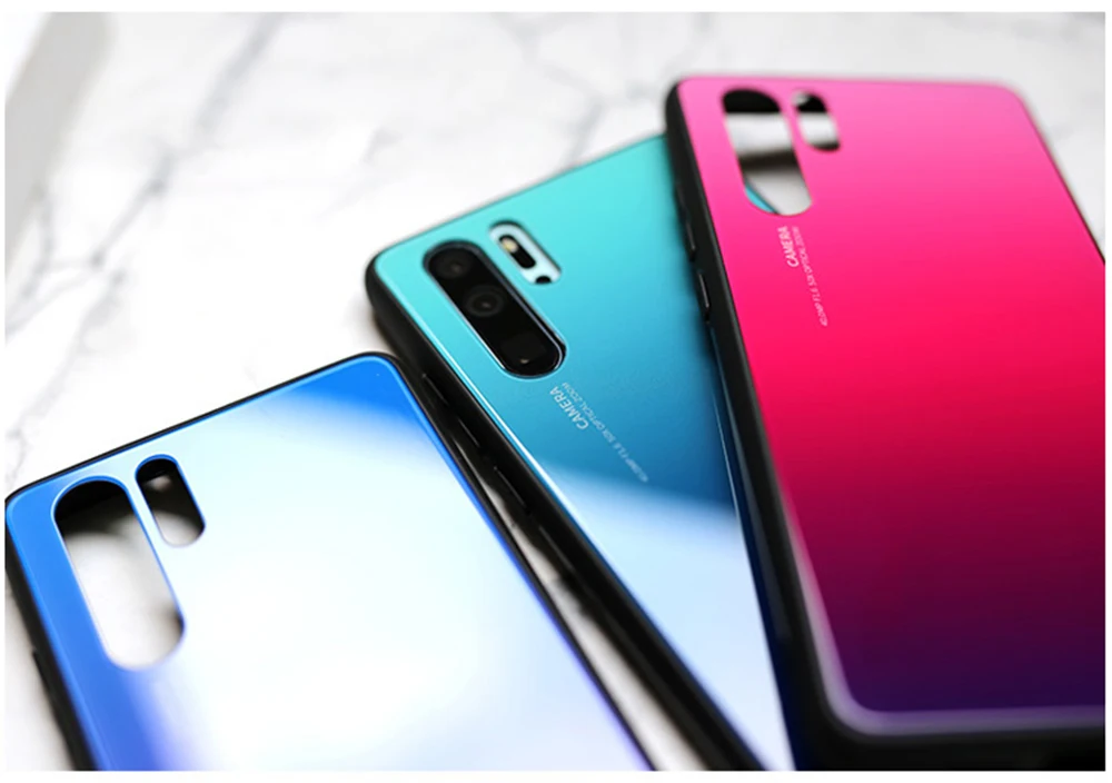 Чехол для huawei P30 Lite, цветной градиентный стеклянный чехол, прочный жесткий чехол для телефона, для huawei P 30/P30 Pro, модный бампер