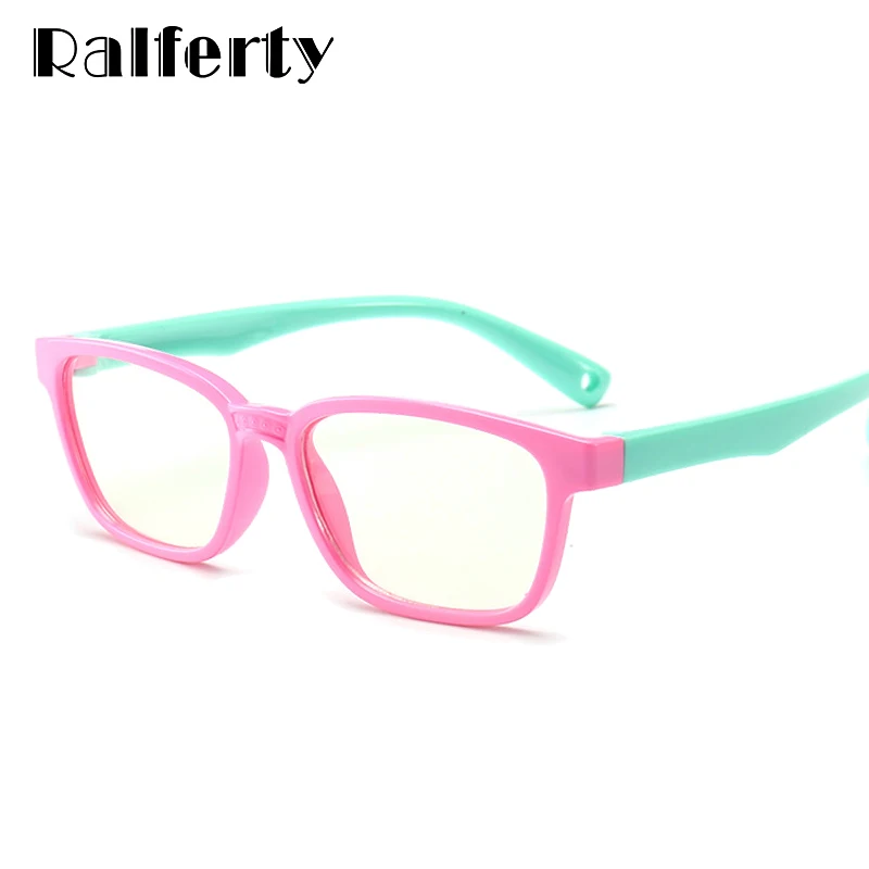 Ralferty, Детские квадратные очки, анти-синие блокирующие компьютерные очки, оправа для детей, для мальчиков и девочек, TR90, гибкие оправы для очков A008