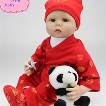 Прекрасный ручной работы 22 дюймов NPK настоящая силиконовая кукла реборн носить китайское традиционное красное платье настоящая кукла ребенок для подарков Brinquedos