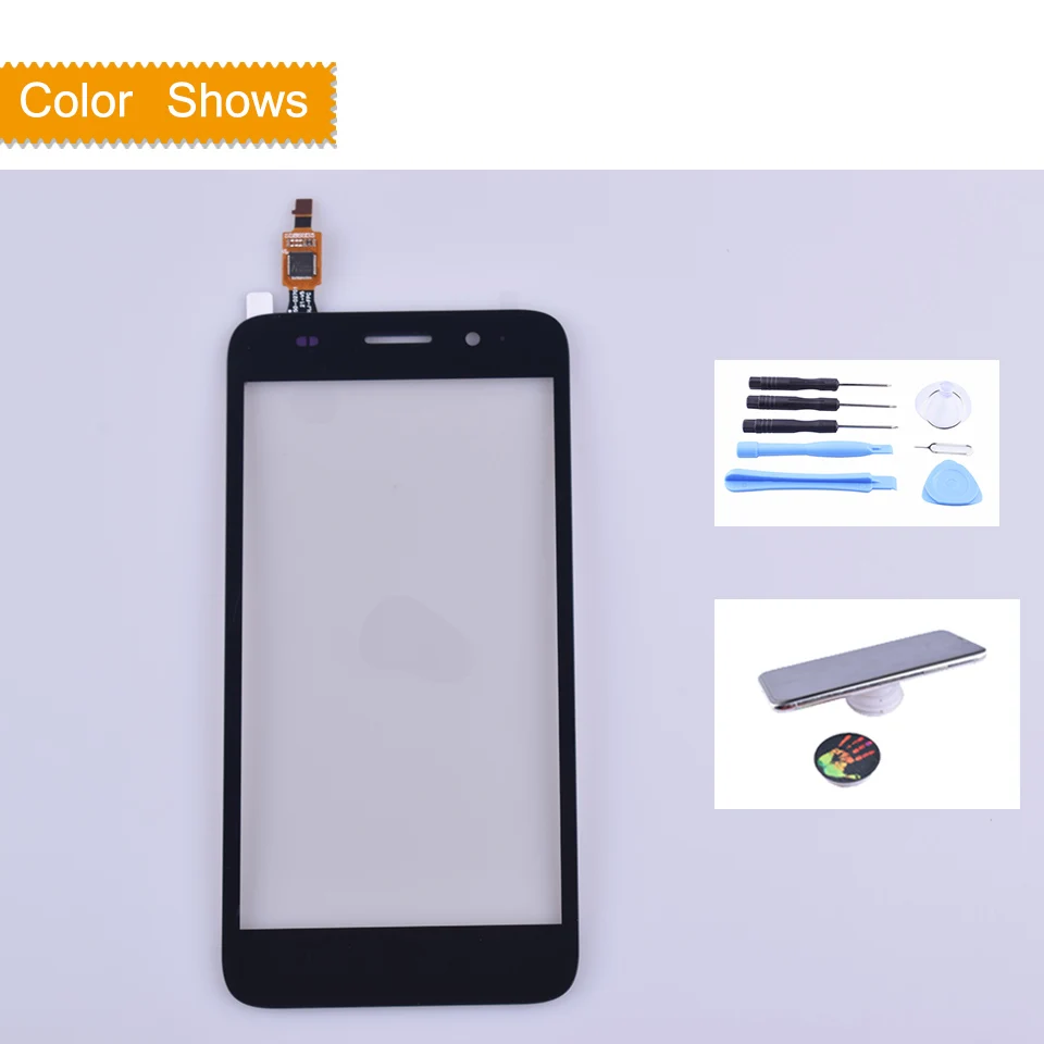 Для huawei Y3 сенсорный CRO-U00 CRO-L02 CRO-L22 Сенсорный экран сенсорный Панель Сенсор окрашенные запасные части для Стекло Внешний Объектив Сенсорный Экран - Цвет: black with gift