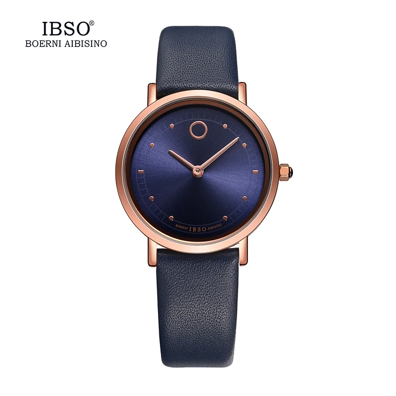 IBSO Top Brand 7.6MM Ultra-Thin Women Watches 2017 Genuine Leather Strap Montre Femme Fashion Waterproof Quartz Watch Women ibso brand fashion ultra thin quartz watch women stainless steel mesh and leather strap women watches 2018 fashion montre femme