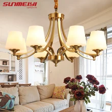 Американский Ретро Медные светодиодные люстры освещение столовая светодиодная подвесная люстра фойе подвесная освет