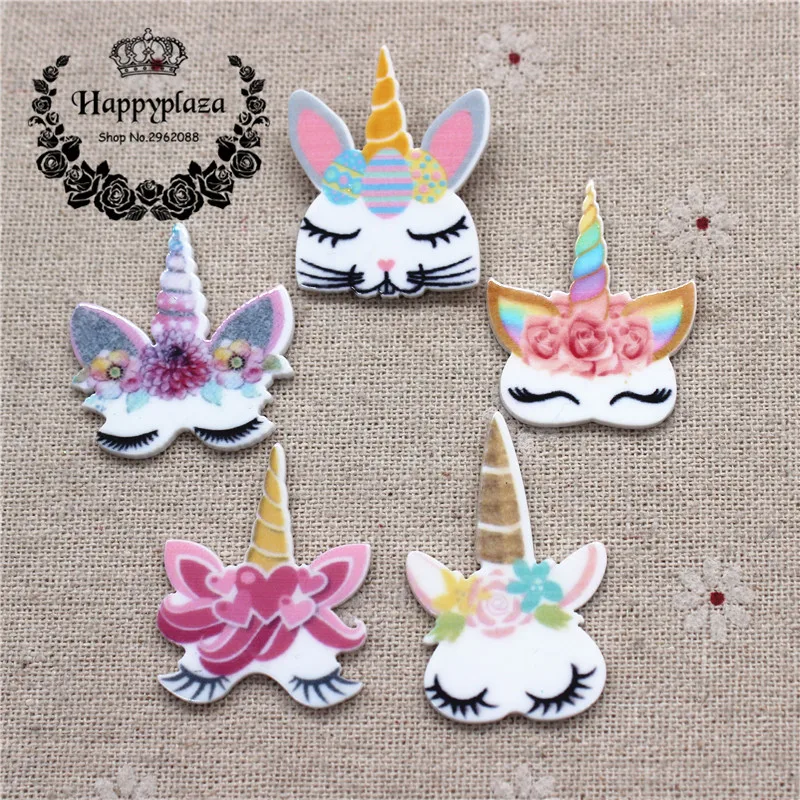 

10pcs New Arrival Resin Planar Cute Unicorn Head Decoration Charm Craft DIY Hair Ornament Accessories