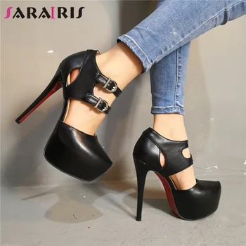 

SARAIRIS Brand Design Sexy Big Size 34-47 Round Toe Platform Party Nightclub Woman Shoes High Heels Gladiator Shoes Sandals