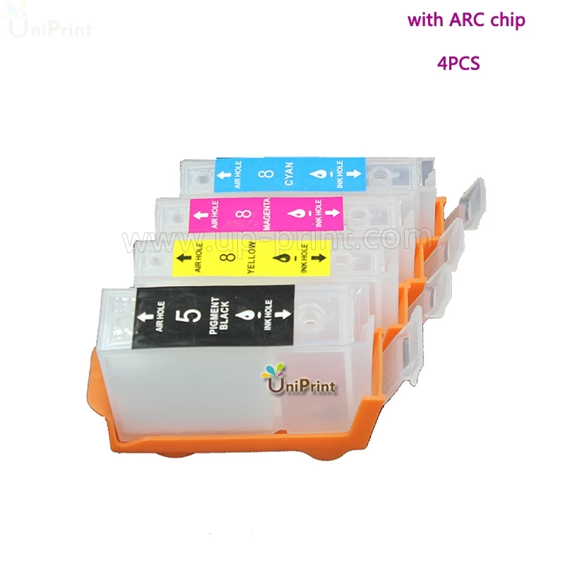 

4pcs PGI5 CLI 8 C/M/Y refillable ink cartridge for Canon PIXMA IX4000 IX5000 IP3300 IP3500 MP530 MP510 MP520 MX700 ARC chip