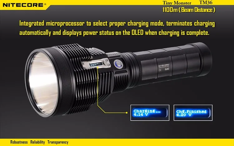 Распродажа! NITECORE TM36 ДАЛЬНОБОЙНЫЙ фонарь SBT-70 Led 1800 люмен Long-rang 1100 м расстояние Oled дисплей поиск свет Бесплатная доставка