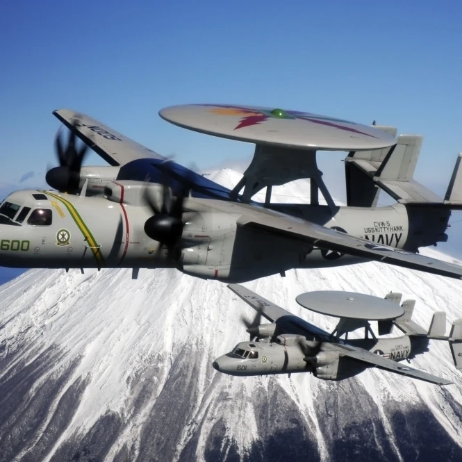 Two E-2C Hawkeyes conduct a flyby of Mount Fuji in Japan Poster Print (33 x 22)