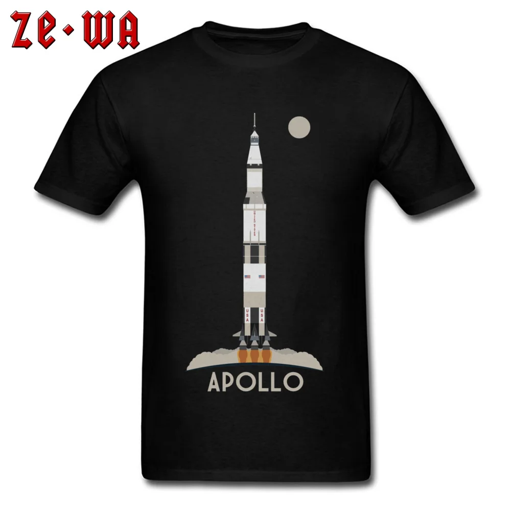 Street Apollo Launch -794 Tops Tees for Men Funky Labor Day Crewneck All Cotton Short Sleeve T-shirts Design Tops Shirts Apollo Launch -794 black