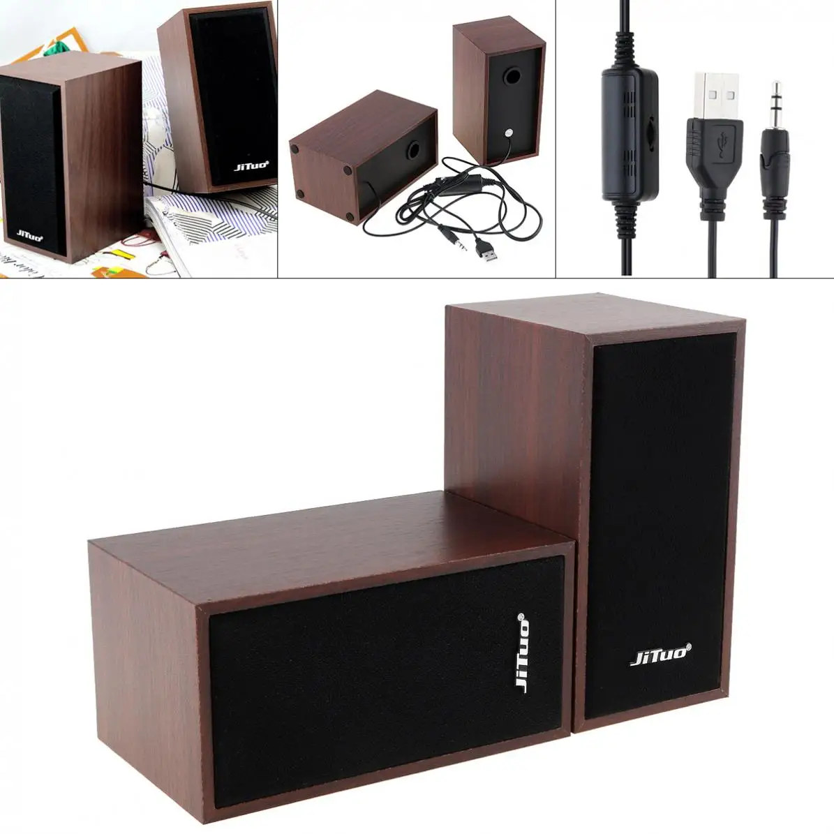 

JT-2801 USB 2.0 6W Wooden Subwoofer Speaker with 3.5mm Stereo Jack and USB Powered for PC / Laptop / MP3 / PSP