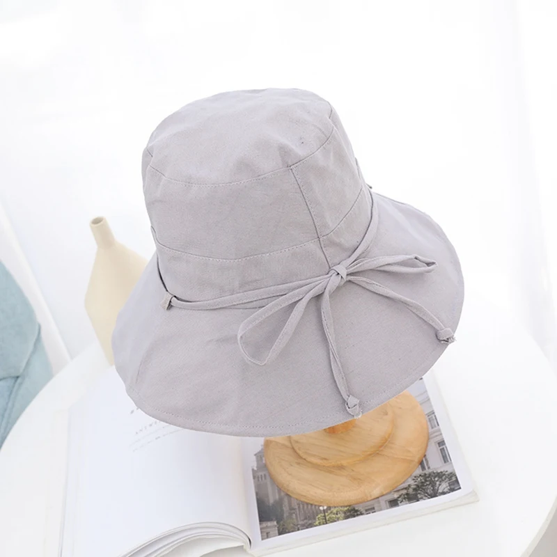 UV Protection Bucket Tennis Hat Breathable Packable Foldable Sunshade Cotton Linen Blend Sun Cap For Women Cycling Sportswear