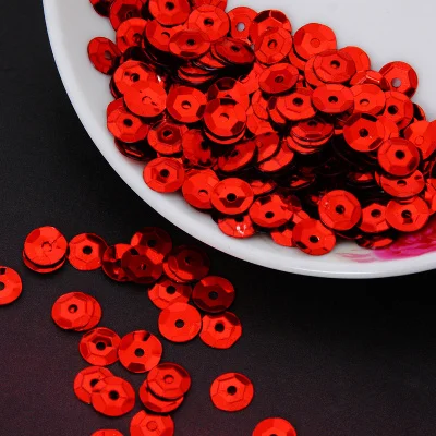 

50g(1650pcs) 8mm Cup Sequin Round Paillettes Sewing Wedding Craft Silver-based Embossing Red Spangles