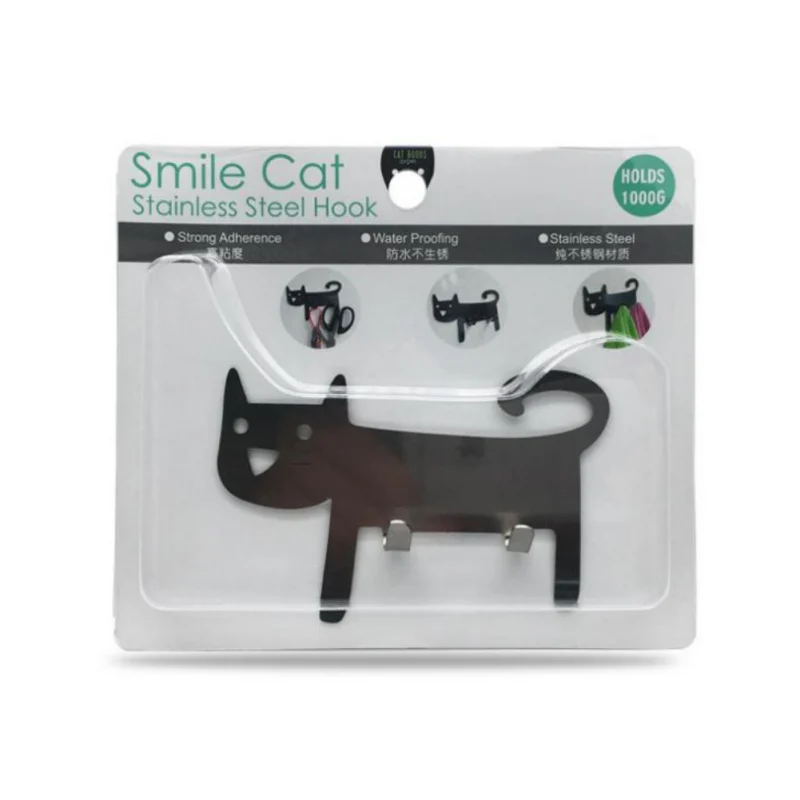 Настенные металлические крючки в форме кошки, инструментальная стойка для хранения одежды, настенный ключ, кухонная вешалка, декоративный крючок для двери