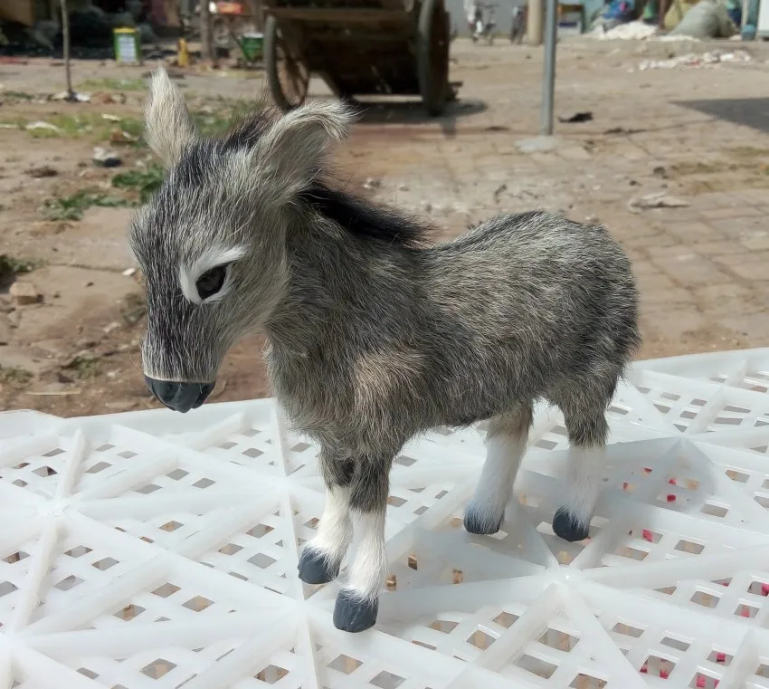 D DOLITY Simulation Animal Plush Donkey Figure Model Toy House Doll Decors 