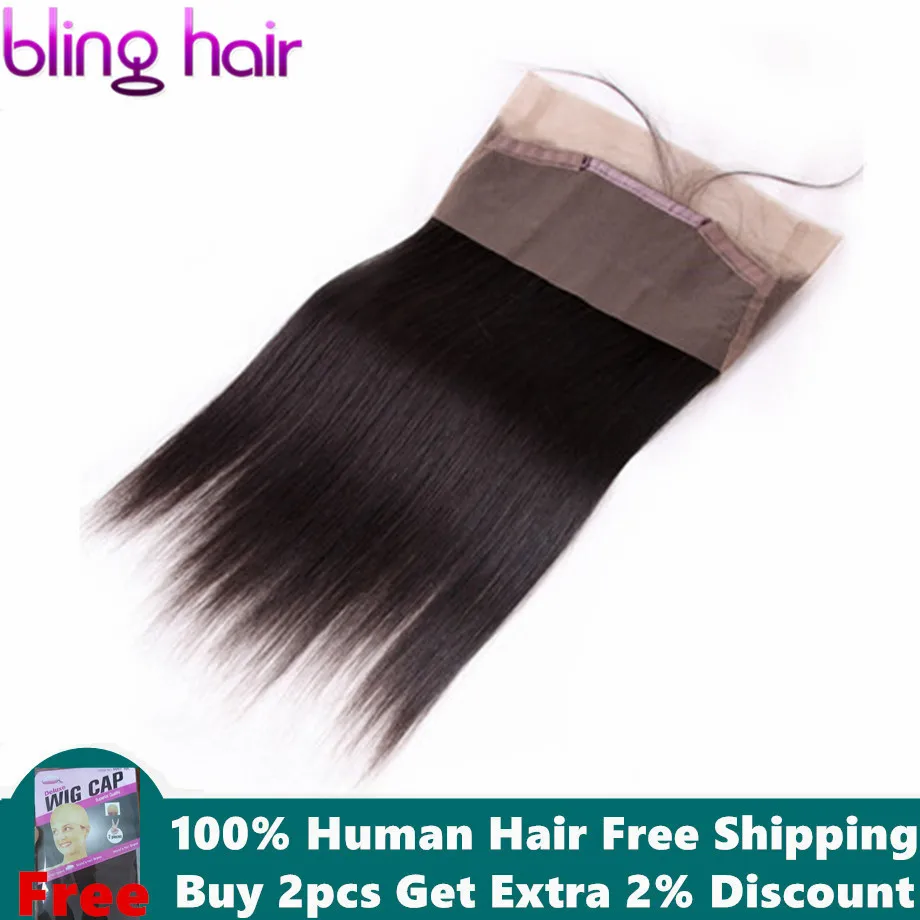 Шикарные волосы бразильские прямые волосы 360 кружева фронтальное Закрытие с волосами младенца свободная часть Remy человеческие волосы естественного цвета "-22"