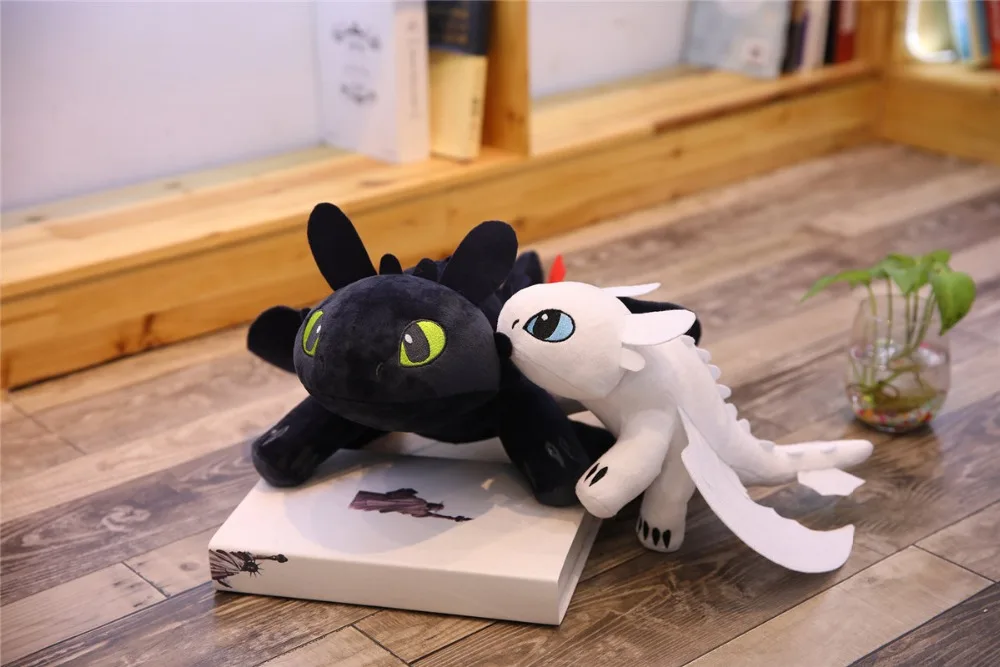 60cm Giant How To Train Your Dragon 3 Plush Toy Toothless Light Fury/Night Fury Stuffed Plush Doll Gift for Kids Birthday