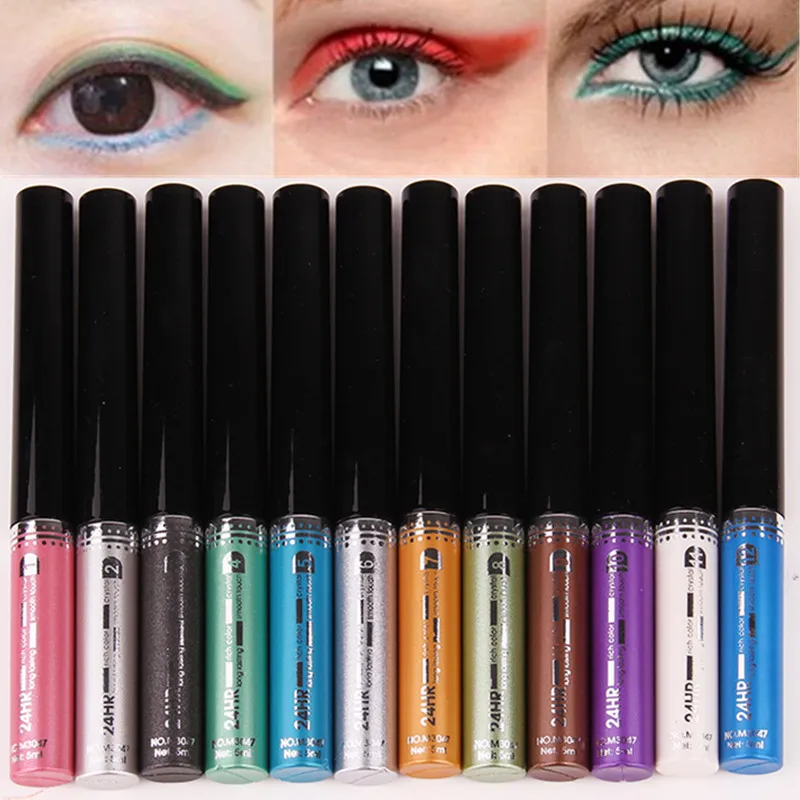 

2018 Eyeliner Stamp 12 Color Brand Beauty Eyeliner Metal Matte Liquid Eye Makeup Waterproof Natural Blooming Korea Cosmetics