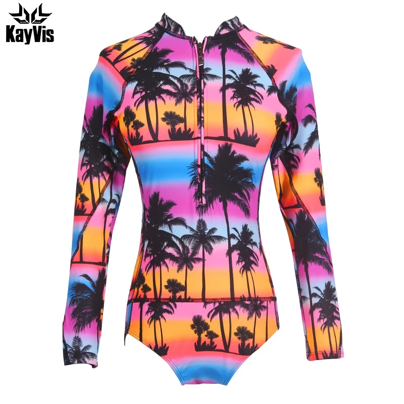KayVis 2017 One Piece Swimsuit Long Sleeve Swimwear Women Bathing Suit
