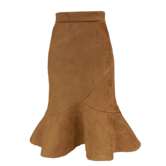 Herbst Fruhling Volants Faux Wildleder Rocke Bodycon Midi Rock Meerjungfrau Dunne Bleistift Hohe Taille Wrap Huften Rock Ruschen Feminina Saia Feminina Saias Suede Skirtfaux Suede Skirt Aliexpress