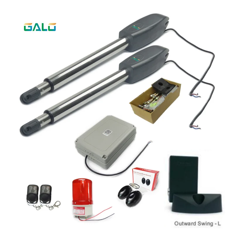 GALO автоматическая открывалка для ворот swing Dual Swing Gate Motor Kit Gate Motors с инфракрасным двухлучевым датчиком и вспышкой 100 м