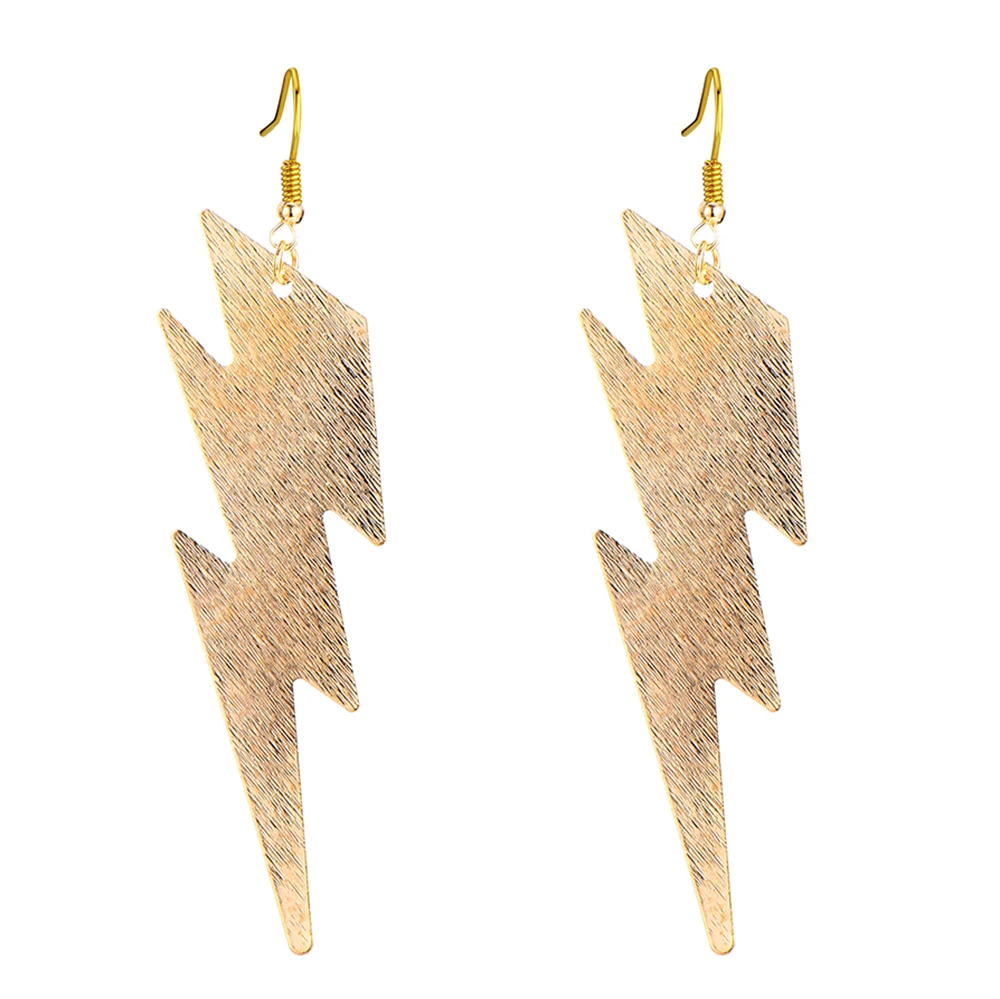 Unique Simple Gothic Lightning Shape Long Drop Dangle Earrings Charm Geometric Tassel Pendientes Brincos For Women Party Jewelry