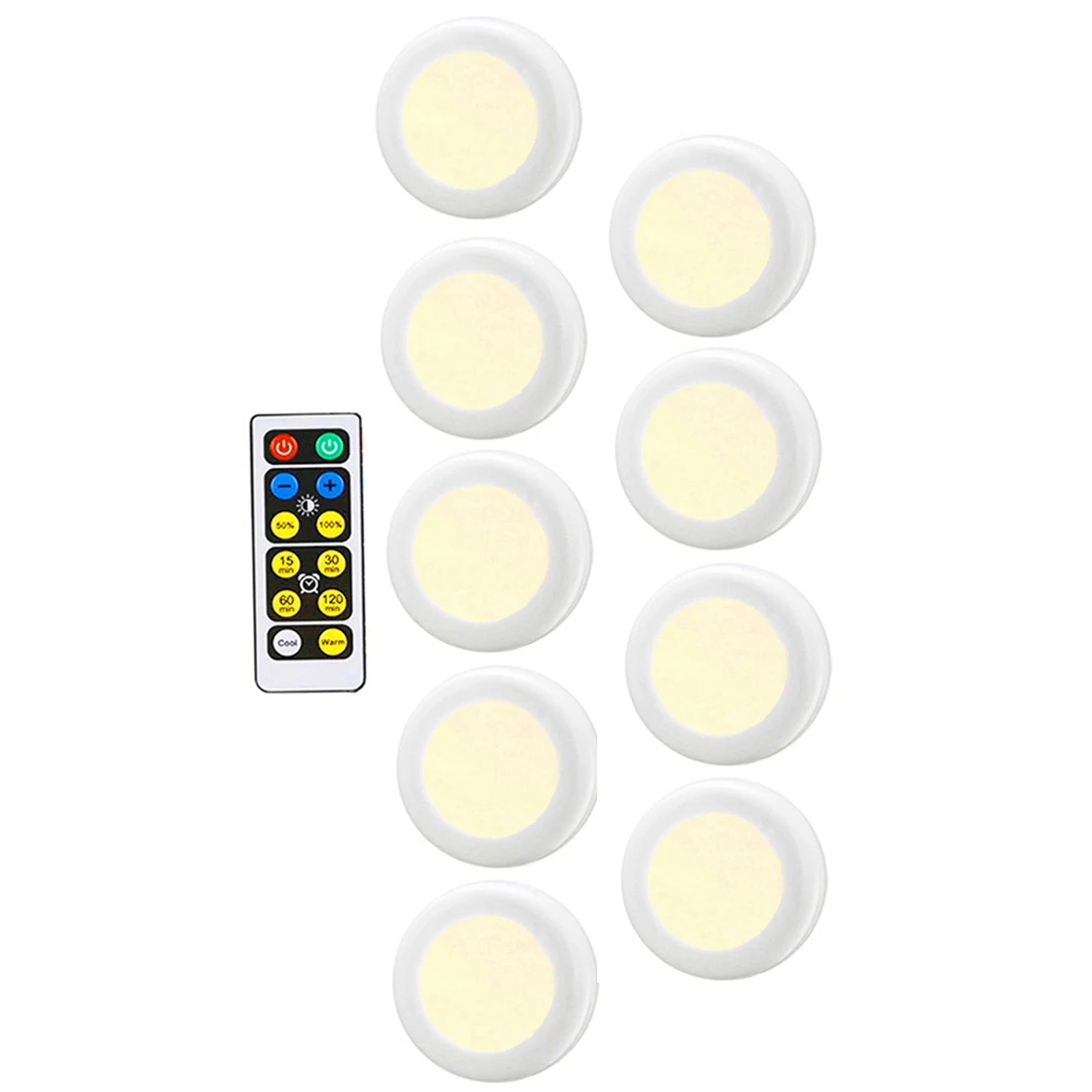 9 lamp 1 controller Warm white+White Double Color Dimmable Touch Sensor LED Under Cabinets lights Wireless LED Puck Lights led Closet Kitchen Lights - Цвет: 9 lamp 1 controller