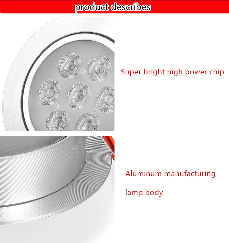 Оптовый светодиодный светильник 3 Вт 5 Вт 7 Вт 12 Вт круглый встраиваемый светильник 190~ 240 В светодиодная алюминиевая лампа для спальни, кухни, внутренний Светодиодный точечный светильник