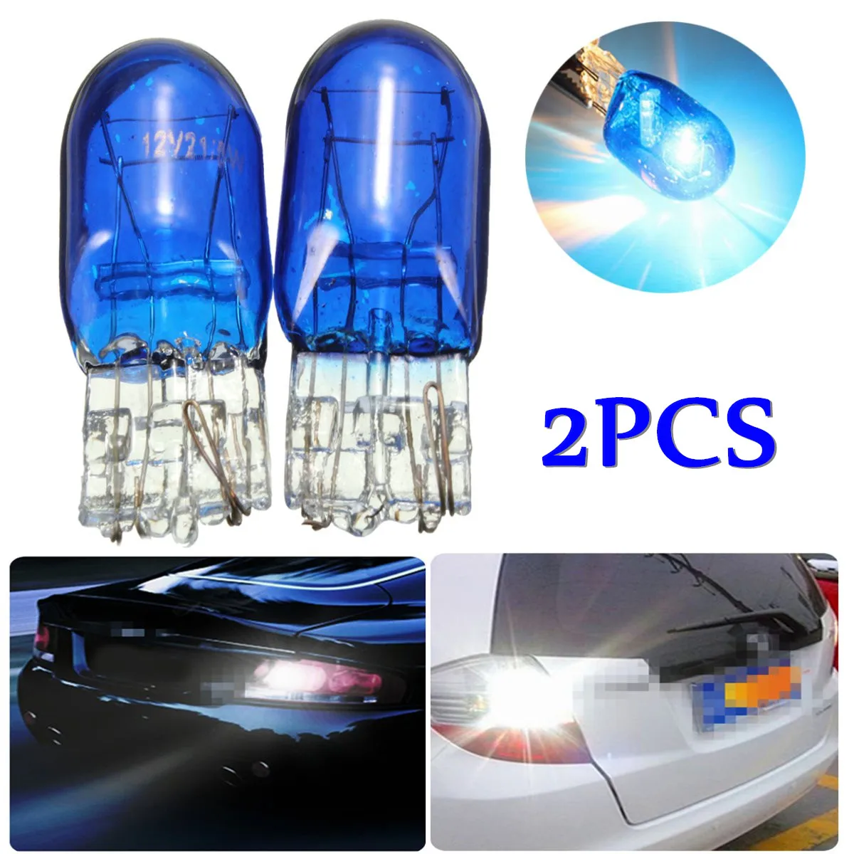 

2pcs Blue W21 5W T20 580 7443 Xenon White Halogen DRL Side Light Light Hid Bulb