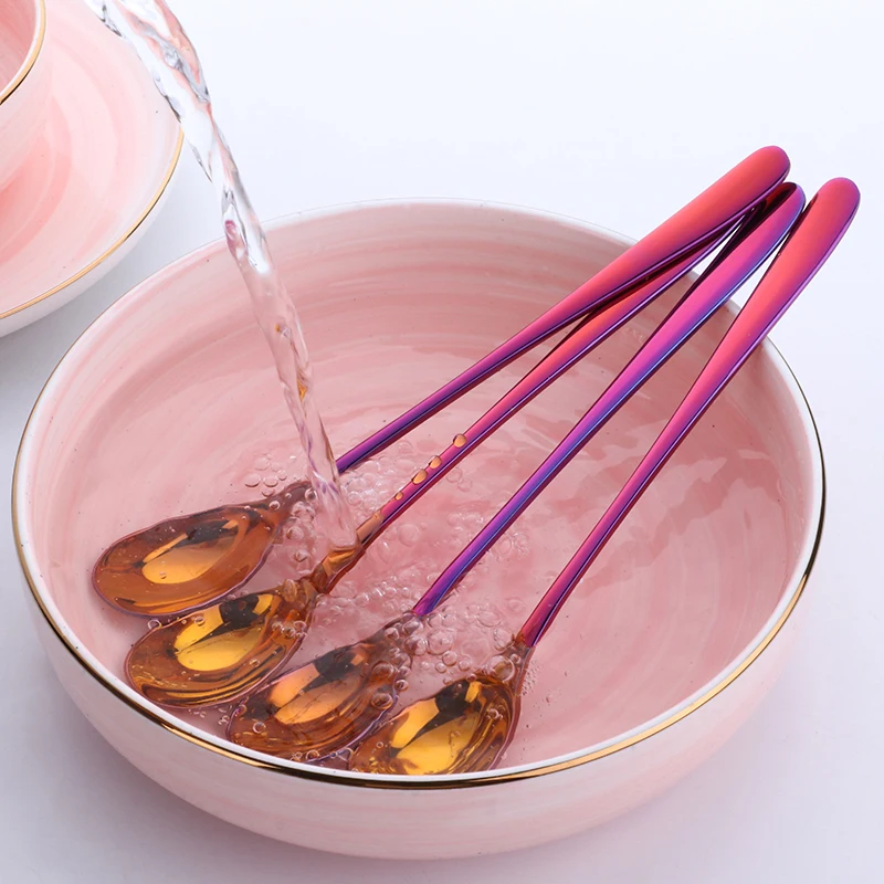 Cucchiaio a manico corto in acciaio inossidabile, cucchiaio tondo facile da pulire per dessert, caffè, cena, cucchiaio in metallo | SHEIN ALIA