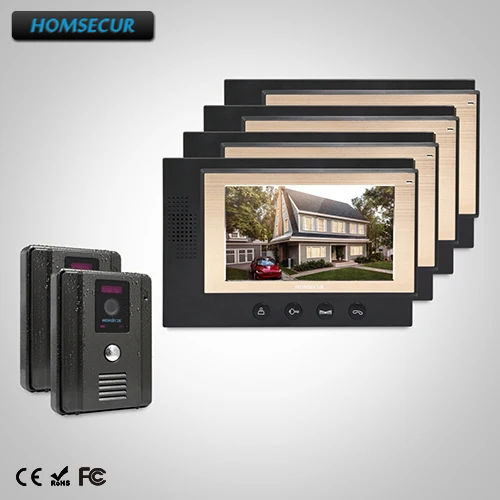 

HOMSECUR 7" Wired Video Door Entry Phone Call System+Black Camera for House/Flat(TC011-B+TM701-B)