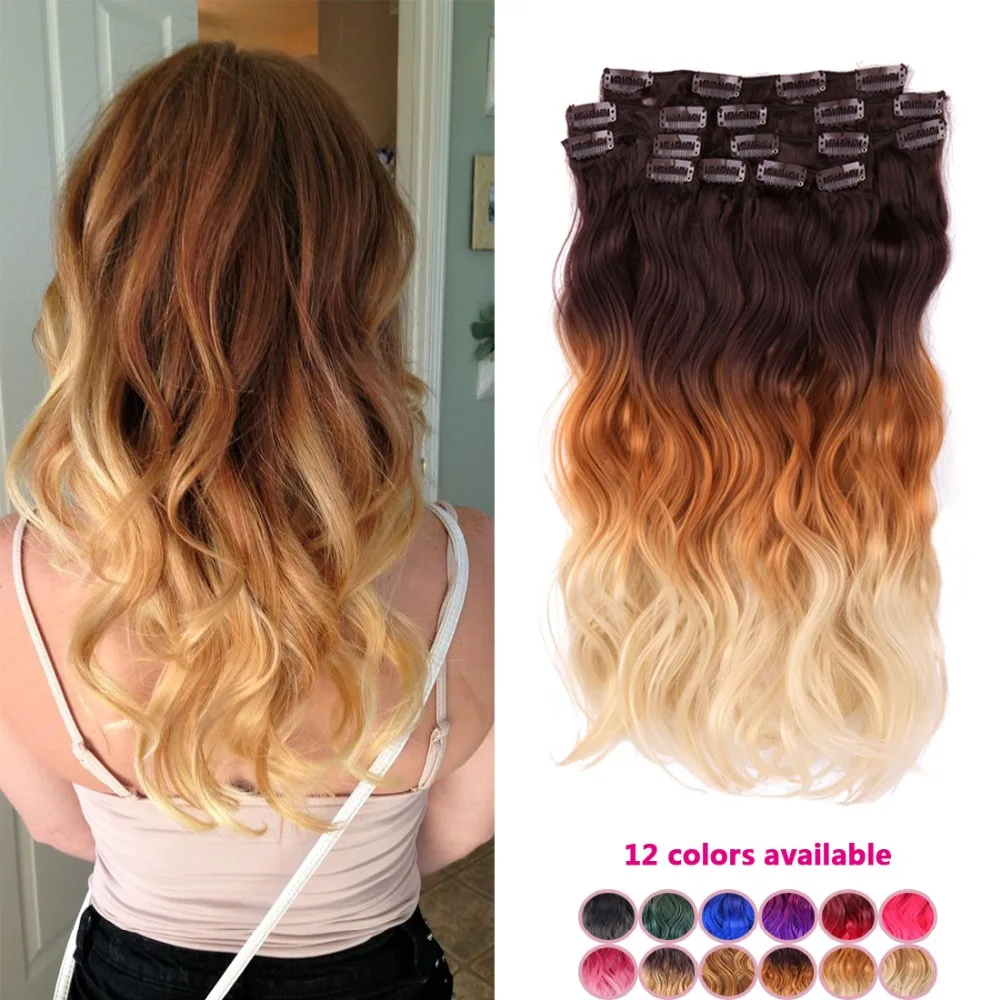 Online Shop Full Head Clip In Hair Extension Party Using Fake Hair