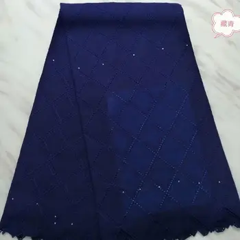 

fashions Navy blue 100% Cotton Swiss Voile Lace Fabric High Quality Swiss Voile Lace Fabric Nigerian For Man/Women FF167-6